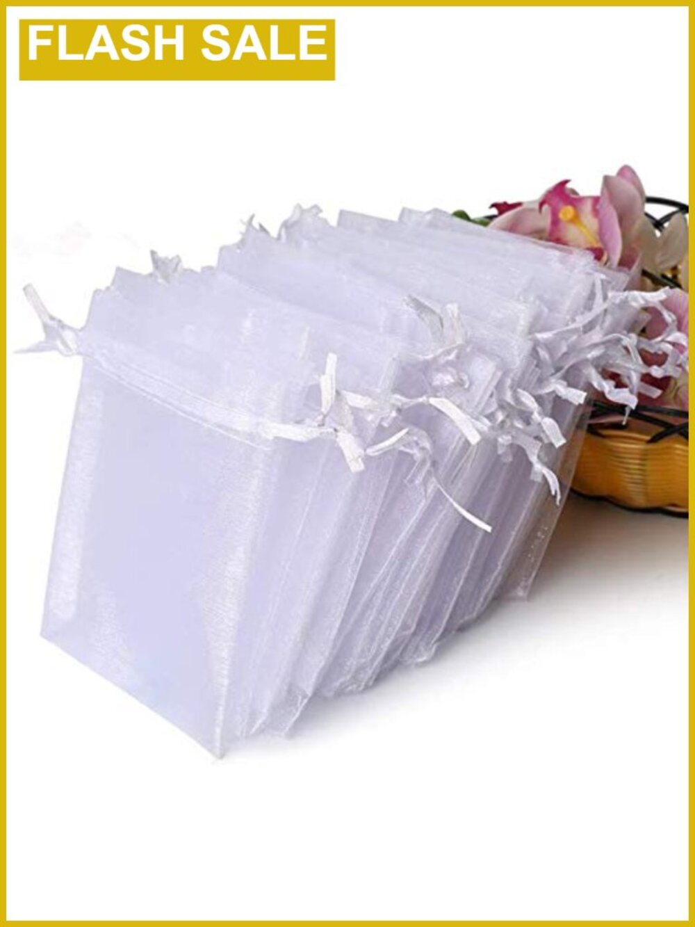 100 PCS Sheer Organza Bags with Drawstring - Jewelry Gift Favor Bags